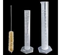 Eprouvette Graduée en Plastique Transparent Cylindre Lab Test Tube 2 Pièces | Liquide de Mesure Outils 50 ml 100 ml pour le Bricolage et le Iaboratoire Avec Brosse de Nettoyage