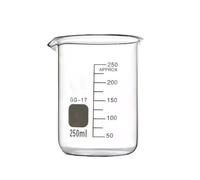 Éprouvette graduée en verre, Bécher Transparent de forme basse Borosilicate 250ml avec la tasse à mesurer du bec 70x98mm GG-17