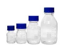 Éprouvette graduée en verre, Bouteille de réactif en verre ronde graduée, bouchon à vis bleu, transparent, 50ml, 100ml, 250ml(50ml)