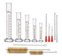 Éprouvette Graduée, JESSTOLO 13 Accessoires pour Laboratoire avec 5 Cylindre Graduées en Verre 5ml/10ml/25ml/50ml/100ml, 3 Brosses de Nettoyage, 3 Pipettes en Verre et 2 Agitateurs en Verre