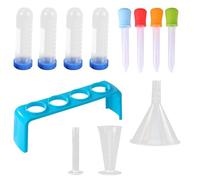 Eprouvette Plastique Binblin 12 PCS Expériences Scientifiques Enfants Pipette Plastique Support de Tube à Essai Dropper Pipette Expériences Scientifiques Créatives Jouet éducatif à Domicile