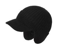 Epsoco Chapeaux d'hiver pour homme avec cache-oreilles, bonnet doublé en polaire pelucheuse avec bord visière, casquettes de baseball pour la chasse, noir, Taille unique