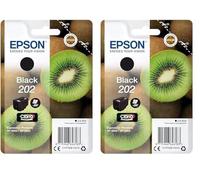 Epson 202 Kiwi Noir, Cartouche d'encre d'origine, XP-6000, XP-6005, XP-6100, XP-6105 (Lot de 2)
