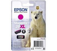 Epson 26XL Ours Polaire Magenta, Cartouche d'encre d'origine XL Haute capacité, XP-510 XP-520 XP-600 XP-605 XP-610 XP-615 XP-620 XP-625 XP-700 XP-710 XP-720 XP-800 XP-810 XP-820