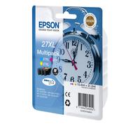 Epson 27 XL ''Réveil'' Cartouche d'encre originale DURABrite Ultra C13T27154012 - Pack de 3 (Cyan, Magenta, Jaune)