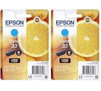 Epson 33 Cyan Oranges, Genuine, Claria Premium Ink, Standard Capacity (Lot de 2)