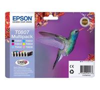 EPSON 3LB T0807 ink cartridge black and five colour standard capacity black and colour: 7.4ml 6-pack blister without alarm