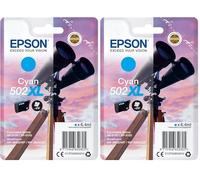 Epson 502XL Jumelles Cyan, Cartouche d'encre d'origine XL Haute capacité, XP-5100 XP-5105 XP-5150 XP-5155 WF-2860DWF WF-2865DWF WF-2880 WF-2885 (Lot de 2)