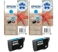 Epson 603XL Etoile de Mer Cyan, Cartouche d'encre d'origine XL Haute capacité, XP-2100 XP-2105 XP-2150 XP-2155 XP-3100 XP-3150 XP-4100 XP-4150 WF-2810DWF WF-2820 WF-2830DWF WF-2840 WF-2850DWF WF-2870