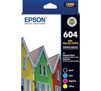 Epson 604 Cartouches d'encre pour XP-2200, XP-3200, XP-4200, WF-2910, WF-2930, WF-2950, C13T10G692, Noir, Cyan, Magenta, Jaune