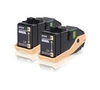 Epson C13S050609 : Pack de 2 Toners Noir, Rendement 6500 Pages par Toner, Compatible AcuLaser C9300N, Technologie Laser, Pays d'Origine Japon