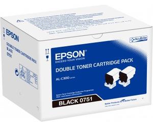 Epson C13S050751/0751 Kit toner noir twin pack, 2x7.300 Feuilles UE2 pour Epson AL-C 300
