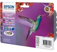 Epson C13T08074010 T0807 Cartouche d'encre MultiPack Bk,C,M,Y,LC,LM, 220 pages 6x7,4ml VE=6 pour Epson Stylus Photo P 50 PX PX 730 R 265