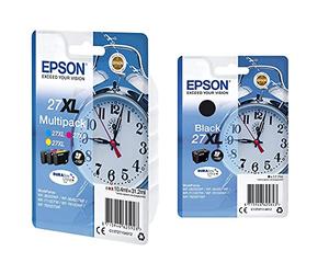 Epson C13T27154010 T2715 Cartouche d'encre 27XL réveil, Multi-Pack, 3 pièces, Cyan/Magenta/Jaune Amazon Dash Replenishment est prêt & Encre 27XL N 1.5K