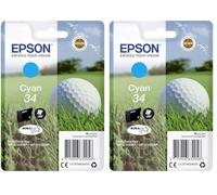 Epson C13T34624010 Cartouche d'encre Compatible avec Imprimante WF3720DWF Cyan Amazon Dash Replenishment est prêt (Lot de 2)