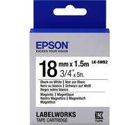 Epson C53S655001 LK-5WB2 Ruban magnétique noir sur blanc 18mm x 1,5m pour Epson LabelWorks 4-18mm 36mm 6-18mm 6-24mm