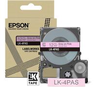 Epson Ruban LK-4PAS Original – Gris sur rose 1,2 cm pour LabelWorks LW-C410/LW-C610