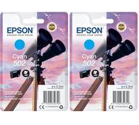 Epson Cartouche d'encre Authentique pour Jumelles 502 Cyan, prêt pour Le réapprovisionnement Amazon Dash (Lot de 2)