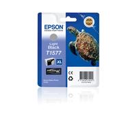 Epson Cartouche Encre Noir Pâle C13T15774010, Type "Tortue", Encre à Pigments UC K3 VM G, 25.9ml, XL, Rendement 23000 Pages, Stylus Photo R3000