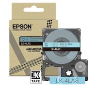 Epson Cartouche d'étiquetage LK-4LAS compatible Epson LabelWorks LW-C610/LW-C410 Bleu/Gris 12 mm
