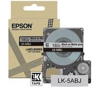 Epson Labelworks LK-5ABJ Cartouche d'étiquetage compatible avec Epson LabelWorks LW-C610 et LW-C410 Gris L mat/Noir 18mm