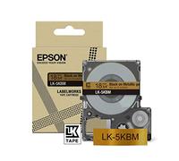 Epson Ruban étiqueteuse LabelWorks LK-5KBM Compatible LW-C410/LW-C623 Or métallisé sur noir 18 mm