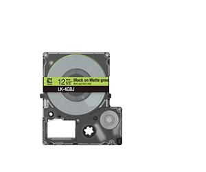 Epson LK-4GAS - Cassette d'étiquettes - Ruban d'étiquetage doux - Gris sur vert - Ruban durable pour imprimante d'étiquettes Epson LabelWorks - Résistant à l'eau et à l'usure - 8 m x 12 mm - Petit