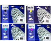 Epson Lot de 4 cartouches d'encre d'origine 79XL & 79 pour Workforce Pro WF-4600, WF-4630 DWF, WF-4640 DTWF, WF-5100 Series, WF-5110 DW, WF-5190 DW, WF-5600 Series, WF-5620 DWF, WF-5690 DW