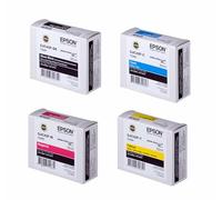 Epson Lot de 4 cartouches d'encre d'origine SJIC42P-BK, SJIC42P-C, SJIC42P-M, SJIC42P-Y (T52M1, T52M2, T52M3, T52M4) Noir, Cyan, Magenta, Jaune 50 ml pour ColorWorks C4000, C4000e (BK)