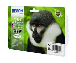 Epson Monkey Encre DURABrite Ultra multipack 4 couleurs Singe T0895, Noir, Cyan, Magenta, Jaune, 5,8 ml, 3,5 ml, 1 pièce(s), Multi pack C13T08954020