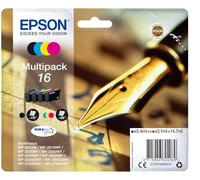 Epson Multipack 16 Stylo Plume, Cartouches d'encre d'origine, 4 couleurs: Noir, Cyan, Magenta, Jaune, WF-2010W WF-2510WF WF-2530WF WF-2540WF WF-2630WF WF-2650DWF WF-2750DWF WF-2660DWF WF-2760DWF