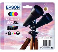 PACK QUATRE CARTOUCHES EPSON ORIGINALE JUMELLE 502 NOIRE BLEU ROUGE JAUNE / noir
