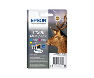 Epson Multipack Cerf T1306 (C13T13064022) : Encre DURABrite Ultra XL Cyan, Magenta, Jaune - Jet d'encre à Pigments - Compatibilité WorkForce & Stylus Office