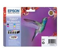 EPSON Multipack T0807 - Colibri - Noir, jaune, cyan, magenta, magenta clair, cyan clair (C13T08074011)