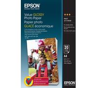 Epson Value - Papier photo brillant - A4 (210 x 297 mm) - 183 g/m² - 20 feuille(s) - pour Epson L382, l386, L486; EcoTank ET-3600