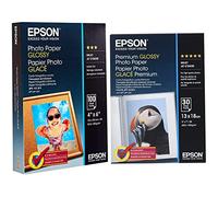 Epson Photo papier 10,2 x 15,2 cm 100 feuilles 200 g/m² Brillant & Premium Glossy Photo Paper Papier photo brillant 130 x 180 mm 30 feuilles