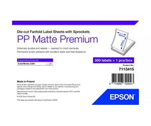 Epson Premium - Polypropylène (PP) - mat - adhésif permanent en acrylique - 203 x 305 mm 500 étiquette(s) étiquettes pliées découpées avec pignons
