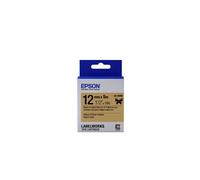 Epson Ruban Satin LK-4KBK Noir/Or 12mm x 5m pour Étiqueteuse LabelWorks LW-Z900FK, Résistant à l'Eau et à l'Abrasion, Fabriqué au Japon.