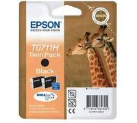 Epson T0711 Twin Pack - Pack de 2 - haute capacité - noir - original - blister avec alarme sonore - cartouche d'encre - pour Stylus SX210, SX410, SX510, SX515, SX600, SX610; Stylus Office B1100, BX310