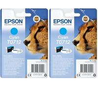 Epson T0712 Cheetah Cyan, Genuine, DURABrite Ultra Ink (Lot de 2)