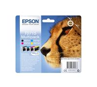 Epson T0715 Cheetah Genuine Multipack, 4-colours Ink Cartridges, DURABrite Ultra Ink,Black/Cyan/Magenta/Yellow