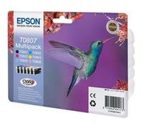 Epson T0807 Multipack - Pack de 6 - 44.4 ml - noir, jaune, cyan, magenta, magenta clair, cyan clair - original - blister - cartouche d'encre - pour Stylus Photo P50, PX650, PX660, PX700, PX710, PX720,