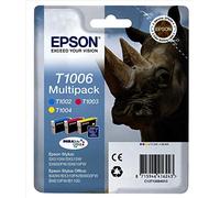 Epson T1001 et T1006 - Lot de 4 cartouches d'encre OEM (noir/cyan/magenta/jaune) C13T10014010 C13T10064010/T1006, pour Epson Stylus B40 W BX600FW, SX510W SX515W, SX600FW, SX610FW - Boîte en aluminium