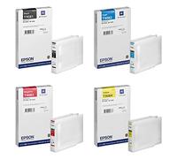 Epson T9081 T9082 T9083 T9084 XL Lot de cartouches d'encre d'origine Noir/cyan/magenta/jaune Compatible avec Workforce Pro WF-6090DW, WF-6590DWF