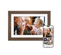 Eptusmey Cadre Photo Numérique WiFi Noyer Bois 10.1 Pouces Mémoire 32 Go, Écran Tactile HD IPS 1280 x 800, Partage de Photos Vidéos Via Uhale APP, Rotation Automatique, Cadeau Femmes Hommes