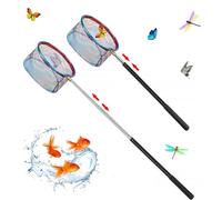 Épuisette à Papillons Télescopique, 67 à 173cm, Filet à Papillon, Lot de 2 Épuisettes Télescopiques, Extensible Epuisette avec Manche, pour Capture de Poissons, Insectes et Papillon