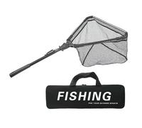 Épuisette de pêche, équipement de pêche en d'aluminium, filet de pêche léger, filet de pêche pliable avec poignée télescopique, 74 cm, filets à mouches pour la pêche, bleu et noir