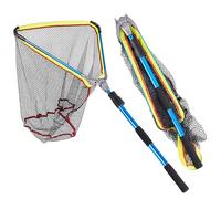 Épuisette de pêche flottante avec tête en maille réglable triangulaire, manche télescopique en aluminium, filet pliable pour la pêche à la truite, au bar
