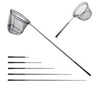 Épuisette de Pêche Pliable,130-205cm Long Manche Téléscopique,Acier Inoxydable 4 Section Poteau,Filet Nylon Triangulaire,Extensible de 36 à 81 Pouces,pour Carpe Truite Crevette Etang Bassin Poisson