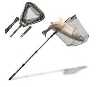 Épuisette de Pêche Pliable,150cm Long Manche Téléscopique,Poteau en Alliage d'Aluminium 3 Section/Filet Nylon Triangulaire,Extensible de 37 à 68 Pouces,pour Carpe Truite Crevette Etang Bassin Poisson